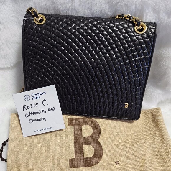 Authentic Bally  Lambskin Leather Quilted Flap Bag in Gold Chain - Picture 1 of 17